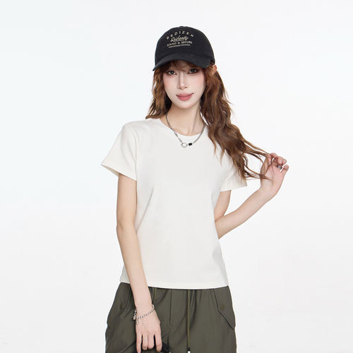正肩简约百搭白色T恤女20
