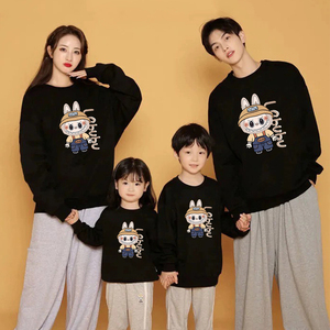 热卖爆款拉布布labubu周边卡通童卫衣高端亲子装秋冬圆领卫衣批发