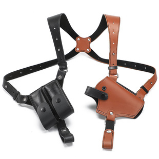 战术枪套背带双肩腋下枪包隐形1911手枪套野战装户外打猎真皮