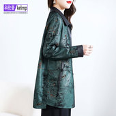 海宁真皮皮衣女2026冬新中长款 前短后长印花头层绵羊皮夹克小外套