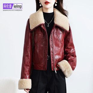 真皮鹅绒羽绒服女中长款2025冬新设计感OL羊毛领海宁绵羊皮衣外套