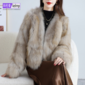 纯狐狸毛毛大衣女2025冬新短款 奢华正品 牌进口坎毛一体真皮草外套