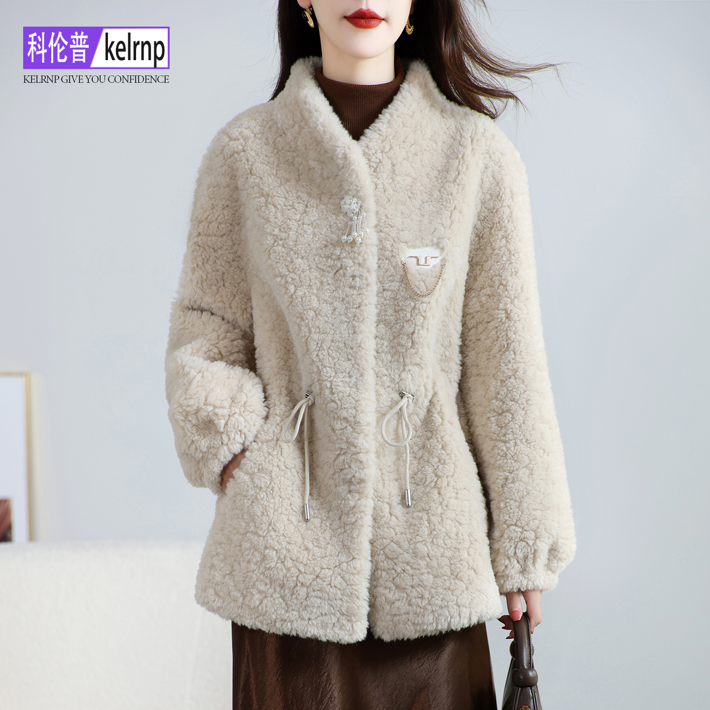 高端仿羔羊毛毛颗粒环保皮草外套