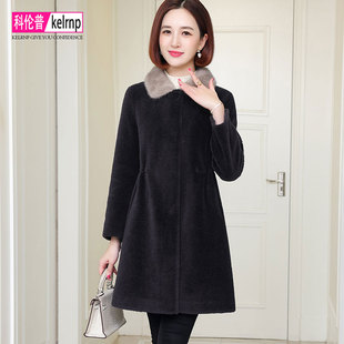 羊剪绒大衣女新款2025冬中长水貂毛领减龄百搭颗粒羊羔毛皮草外套