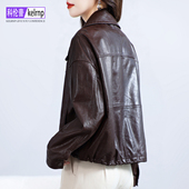 海宁真皮皮衣女2025秋冬新短款 时尚 优雅油蜡头层绵羊皮夹克小外套