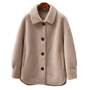 羊剪绒大衣女新款2025冬装前短后长时尚大气羊羔毛毛颗粒皮草外套