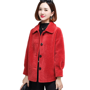 羊剪绒大衣女新款2025冬装简约休闲大牌高端羊羔毛毛颗粒皮草外套