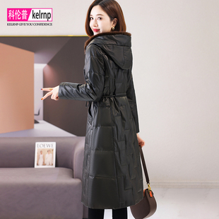 真皮羽绒服女中长款 2025冬新水貂毛领洋气质鹅绒海宁绵羊皮衣外套