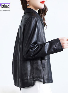 海宁真皮皮衣女2025冬新短款设计植鞣头层绵羊皮夹克鹅绒羽绒外套