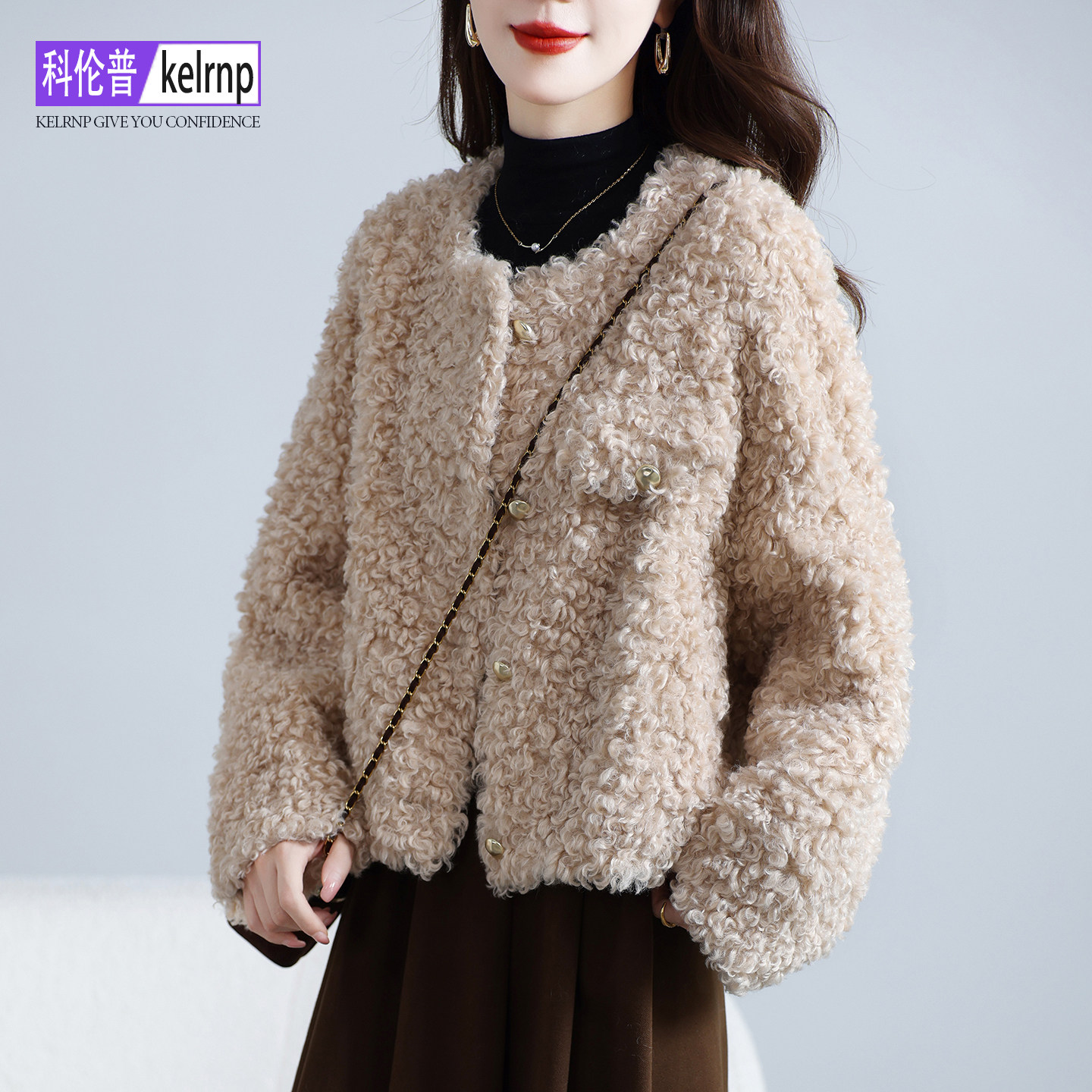 仿羊剪绒大衣女新款2025冬复古风淑女海宁仿羔羊毛毛颗粒皮草外套,女装/女士精品,皮草,淘宝优惠券,粉丝福利购,淘宝优惠卷