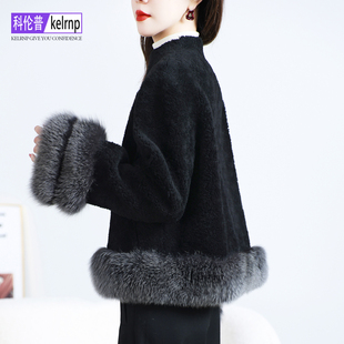 羊剪绒大衣女2025冬新温柔风时尚超大狐狸毛羔羊毛毛颗粒皮草外套