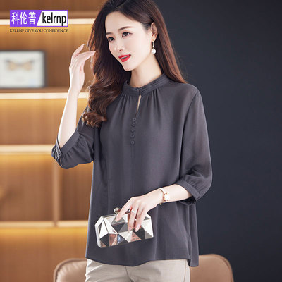 重磅真丝绸衬衫女2025夏新款短袖优雅淑女洋气纯色100%桑蚕丝上衣