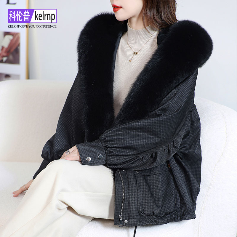 狐狸毛领皮草大衣拆卸外套