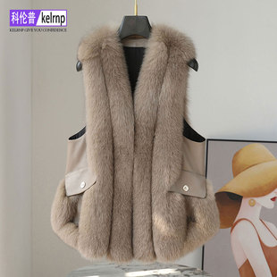 纯狐狸毛毛马甲女真毛背心2025冬大气百搭休闲进口整皮草外套大衣