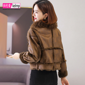 獭兔毛真皮毛一体外套女2025冬新款 海宁皮草大衣 羊毛领洋气质时尚