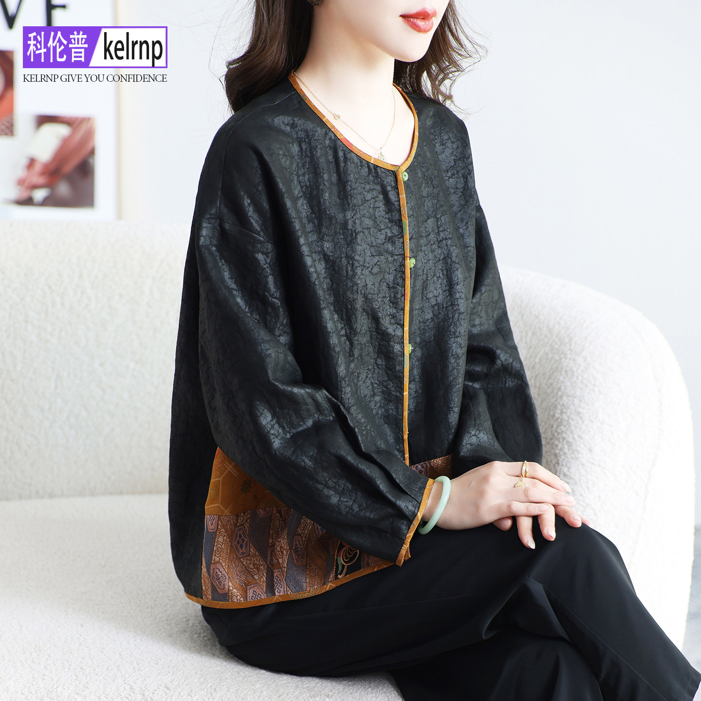 真丝短外套女2026新云锦香云纱龟裂纹印花棒球服桑蚕丝绸夹克开衫