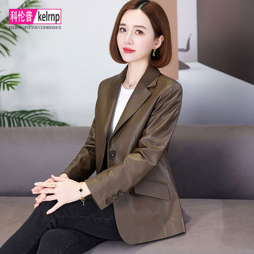 真皮西装头层绵羊皮夹克小外套女