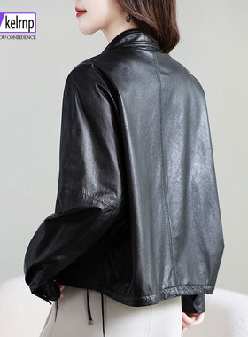 海宁真皮皮衣女2025秋冬新短款宽松年轻植鞣头层绵羊皮夹克小外套