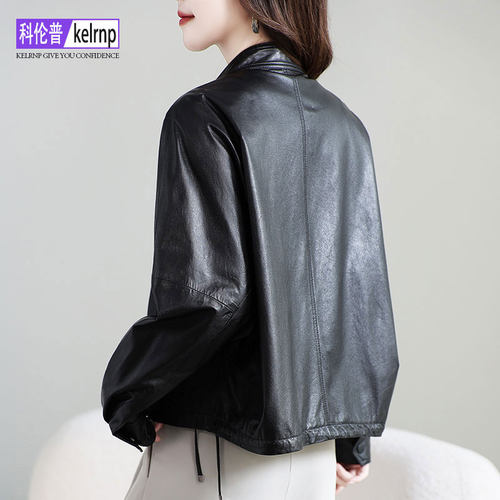 真皮植鞣头层绵羊皮夹克小外套女