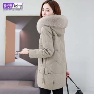 真皮羽绒服女中长款2025冬新狐狸毛领中国风妈妈海宁绵羊皮衣外套