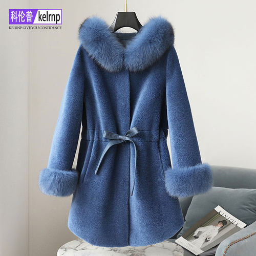 狐狸毛领羔羊毛毛颗粒皮草外套