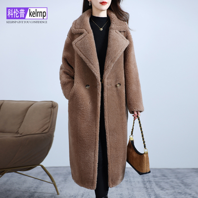 羊剪绒大衣女2025冬新泰迪大长款洋气质海宁羔羊毛毛颗粒皮草外套