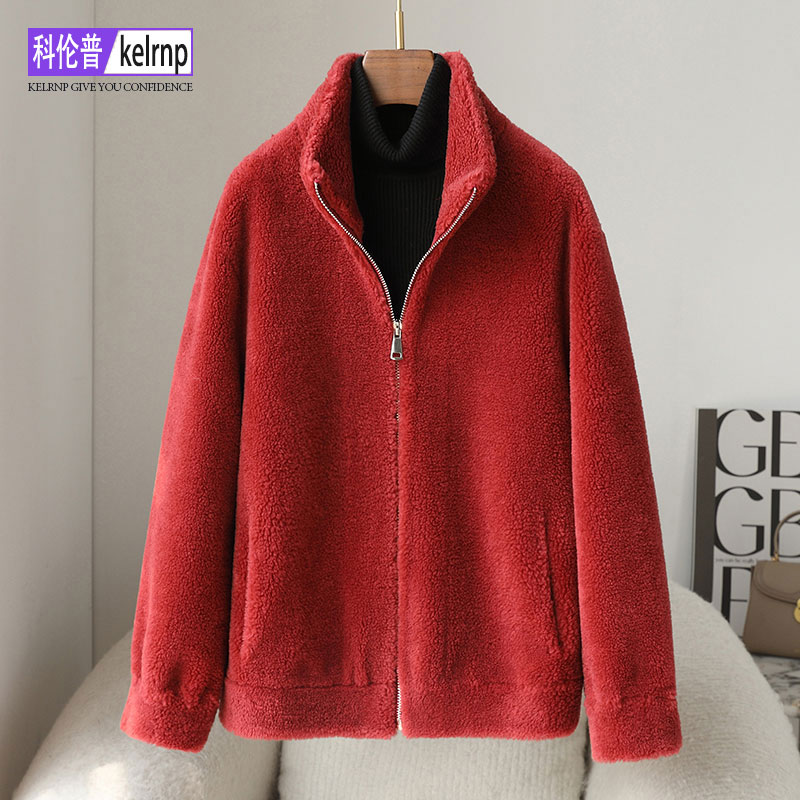 羊剪绒海宁羔羊毛毛颗粒皮草外套