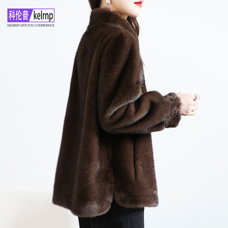 后长设计仿貂水毛毛环保皮草外套