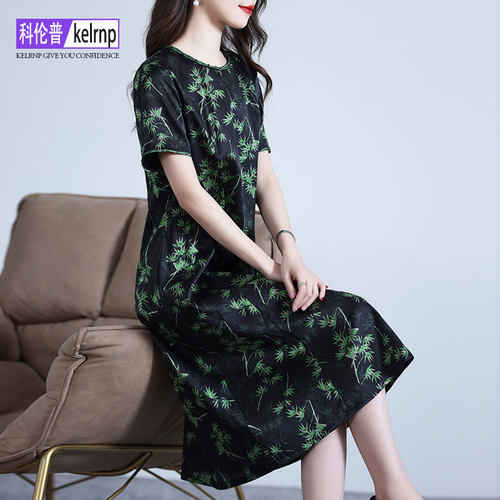 时尚桑蚕丝绸缎重磅真丝连衣裙女