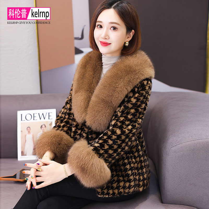 奢华贵气进口天鹅绒水貂毛大衣女