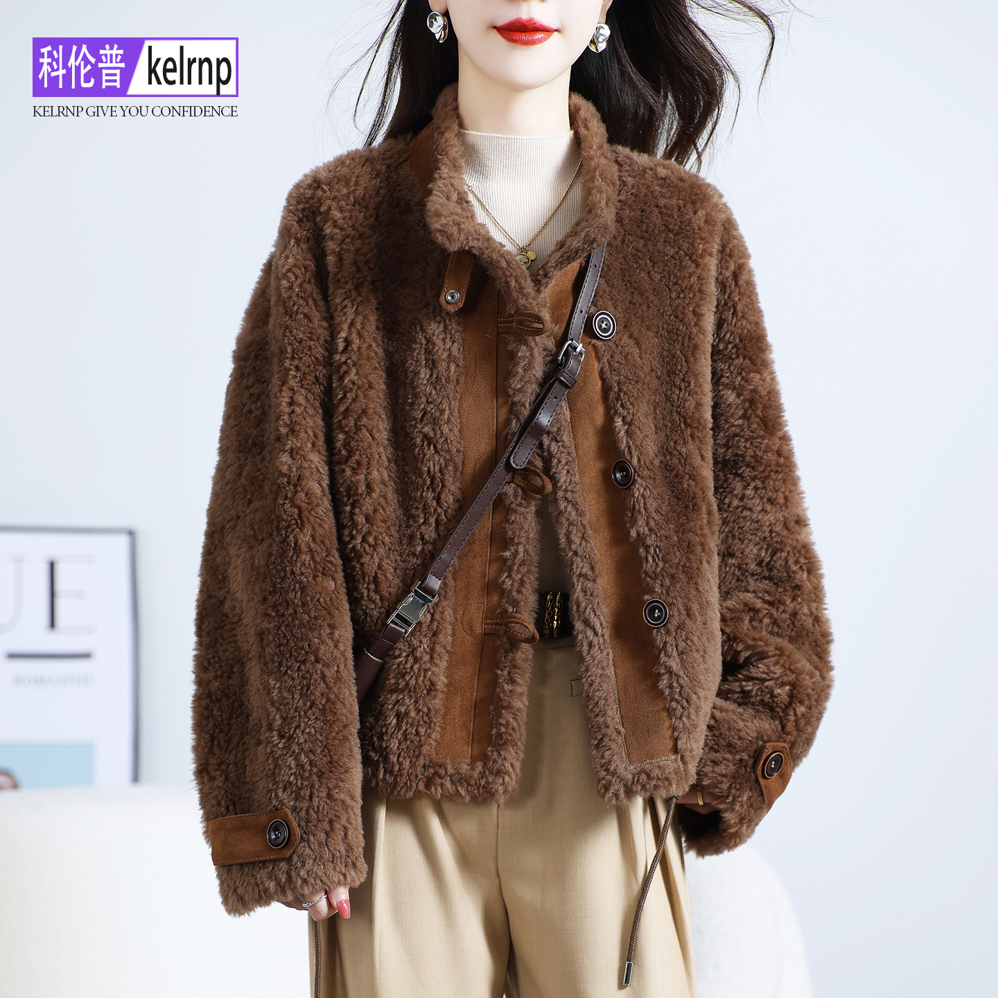 海宁一体羔羊毛毛颗粒皮草外套