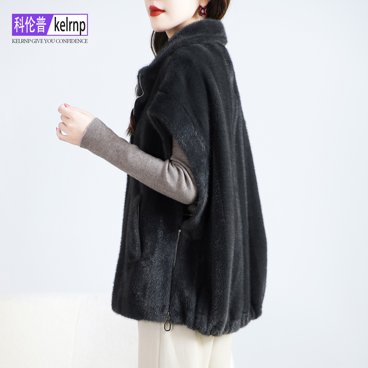 马甲背心仿水貂毛毛环保皮草外套