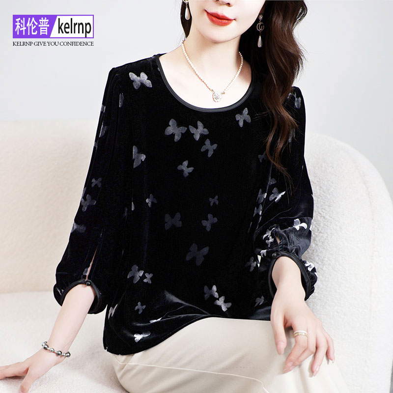 高档时尚气质印花桑蚕丝上衣