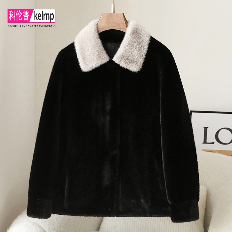 金貂绒减龄海宁仿水貂毛皮草外套