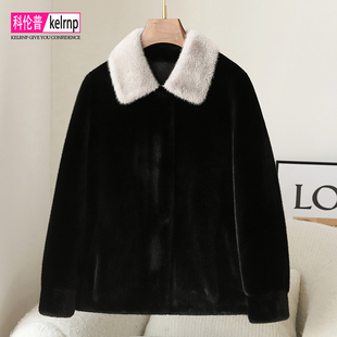 金貂绒大衣女2025冬装新短款显瘦简约减龄海宁仿水貂毛毛皮草外套