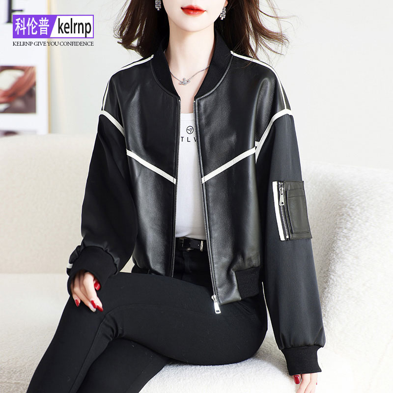 小个气质头层绵羊皮夹克醋酸外套