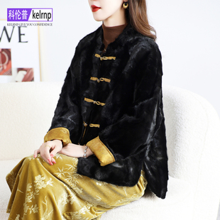 进口天鹅绒水貂毛大衣女2025冬短款复古前短后长拼貂皮真皮草外套