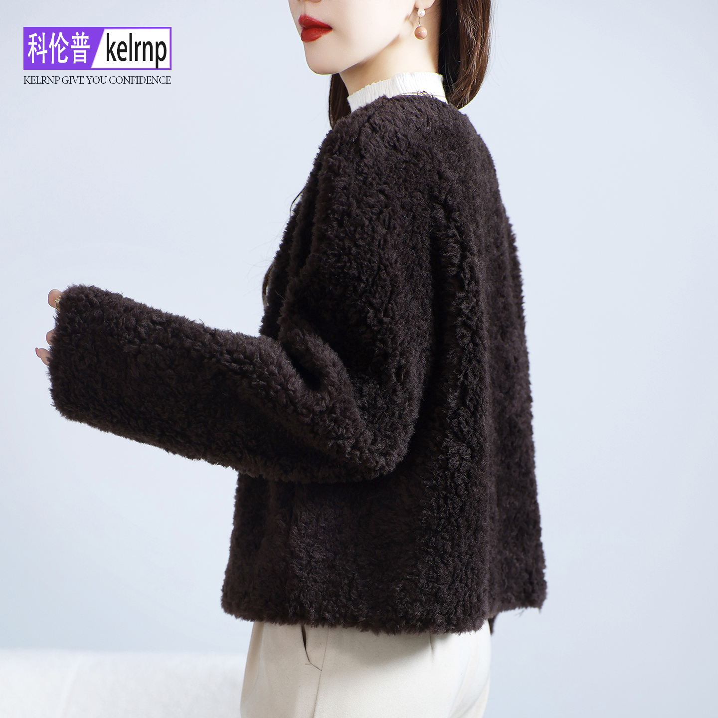 加厚海宁羔羊毛毛颗粒皮草外套