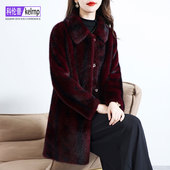 高档金貂绒大衣女2025冬新中长款 大气妈妈仿水貂毛毛环保皮草外套