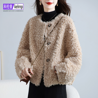 宽松海宁仿羔羊毛毛颗粒皮草外套