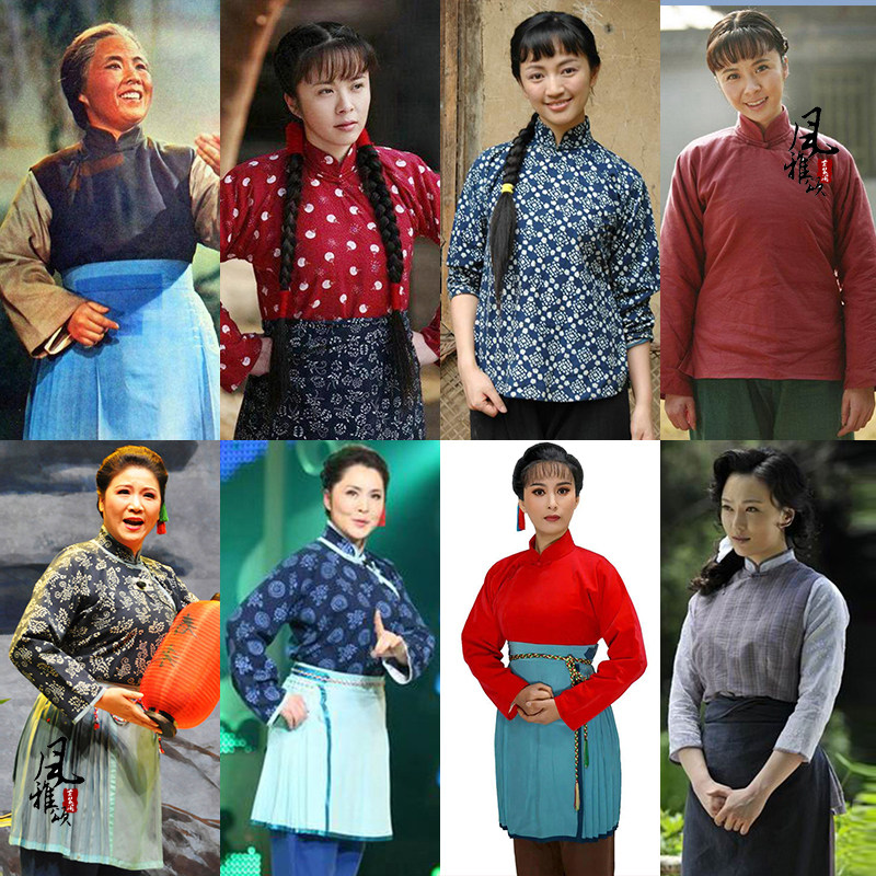 民国风丫鬟服阿庆嫂同款农村老百姓村姑装棉麻群演佣人丫鬟演出服