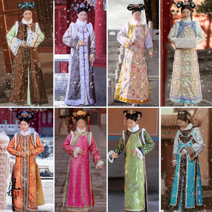 2023冬季新款故宫拍照写真服宫廷清朝妃子皇后清装马甲古董旗服装