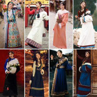 秋冬新款演艺藏裙西藏服女款厚款藏袍藏服女长裙民族风旅拍写真服