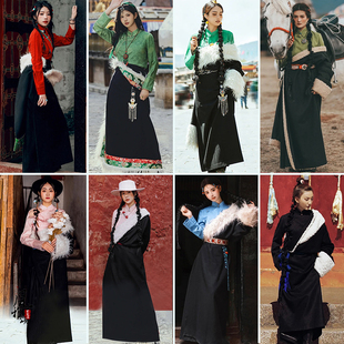 2023秋冬新款藏裙西藏服女款藏袍丁真藏装藏服女长裙民族风旅拍服