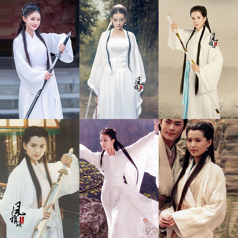 影视古装神雕侠侣李若彤小龙女同款女汉服白色飘逸仙侠剑客侠女服