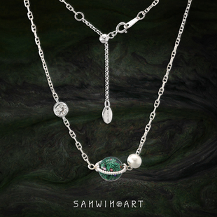 山印集原创【奇妙木星】新中式非遗大漆珠螺钿项链饰纯银新年礼物