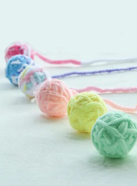 宠物毛线球玩具铃铛球马卡龙色系清新可爱宠物自嗨解闷玩具