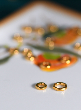 足金錾刻古法黄金锤纹金圆形隔片