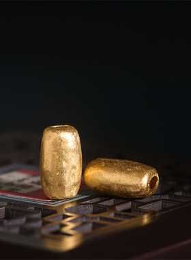 恋金 足金手工錾刻古法黄金 锤纹金大配珠 项链手链配饰配件