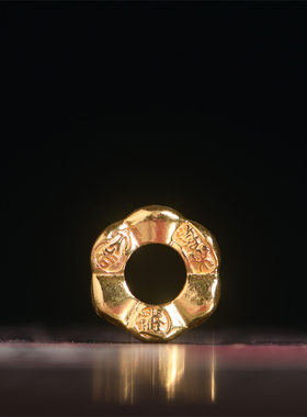 手工錾刻古法黄金金荷叶边隔片